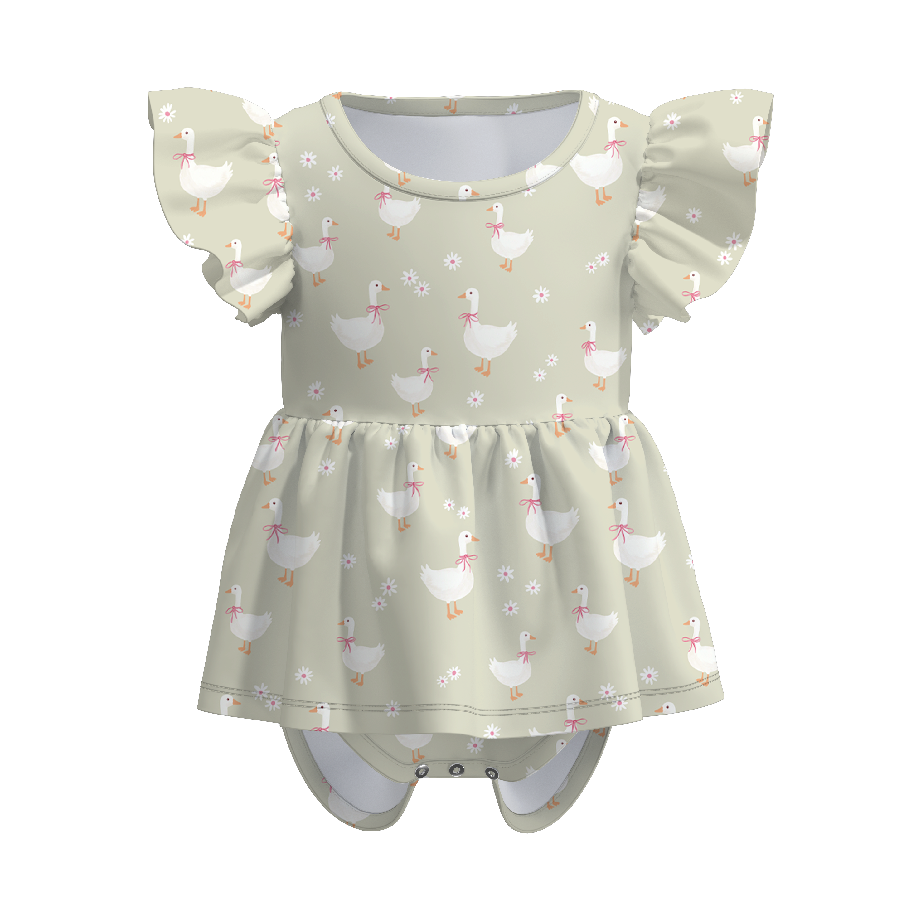 （Pre Order）Toddler Girls Spring&Summer Goose Print Romper