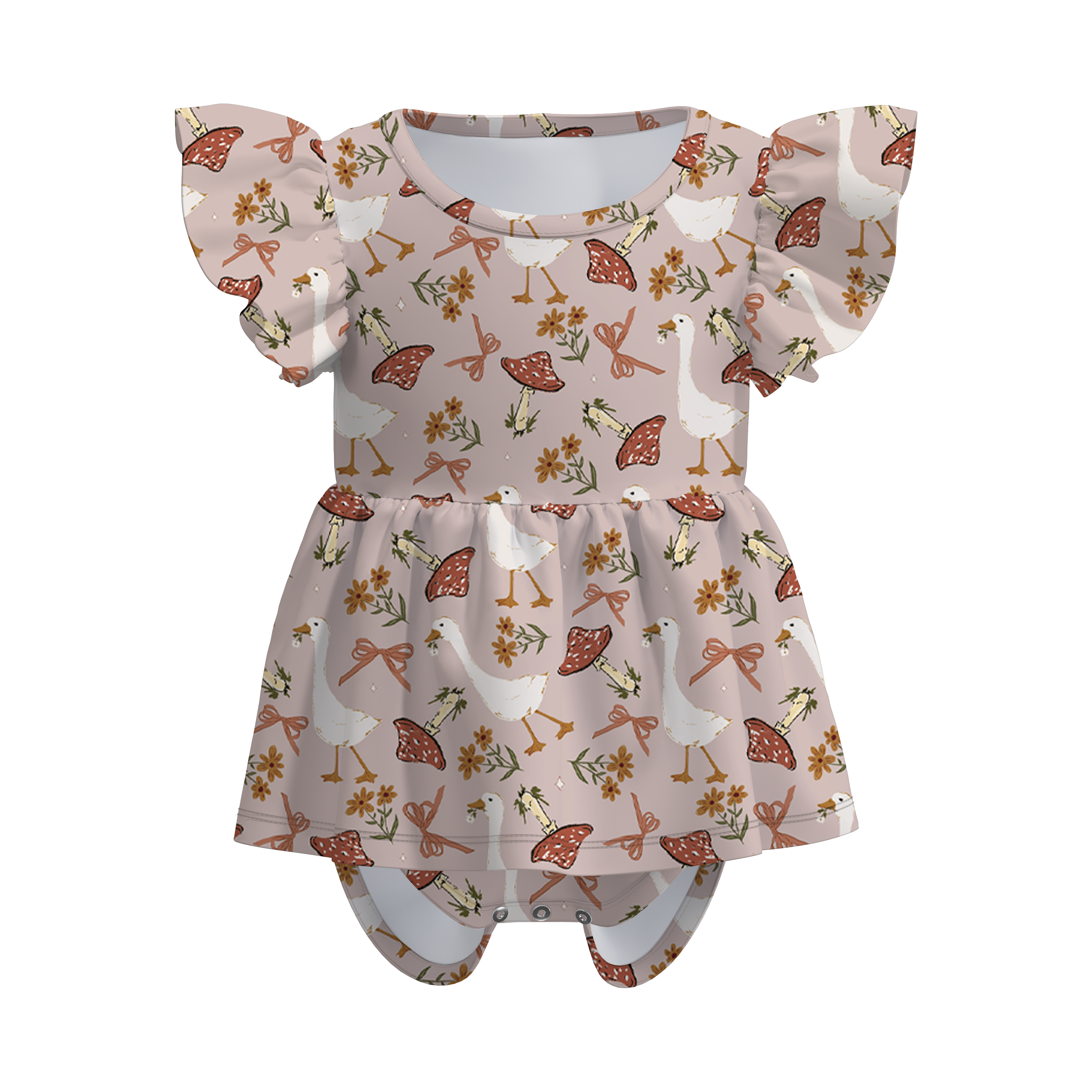 （Pre Order）Toddler Girls Spring&Summer Goose Print Romper