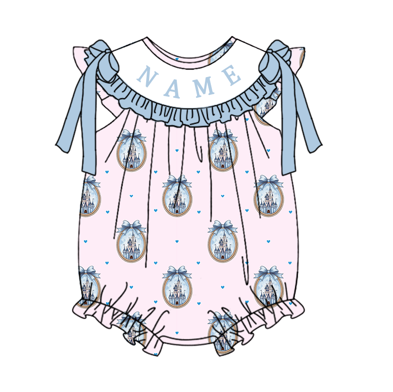 （Pre Order）Sisters Spring&Summer Castle Embroidery Smocked Dress,Set&Romper-Customized name