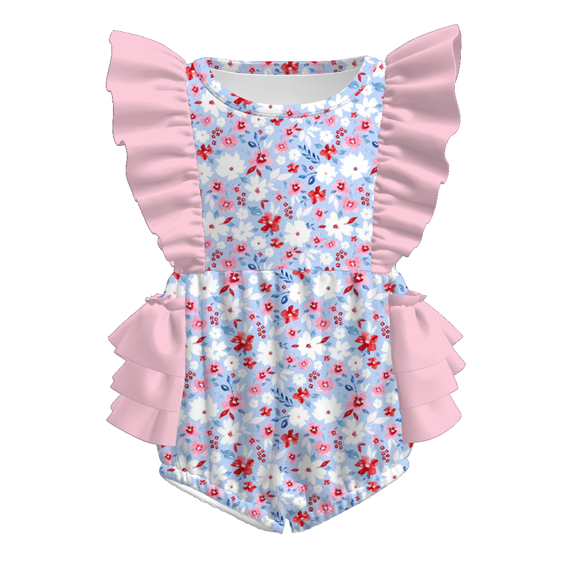 （Pre Order）Toddler Girls Patriotic Bow Print Romper