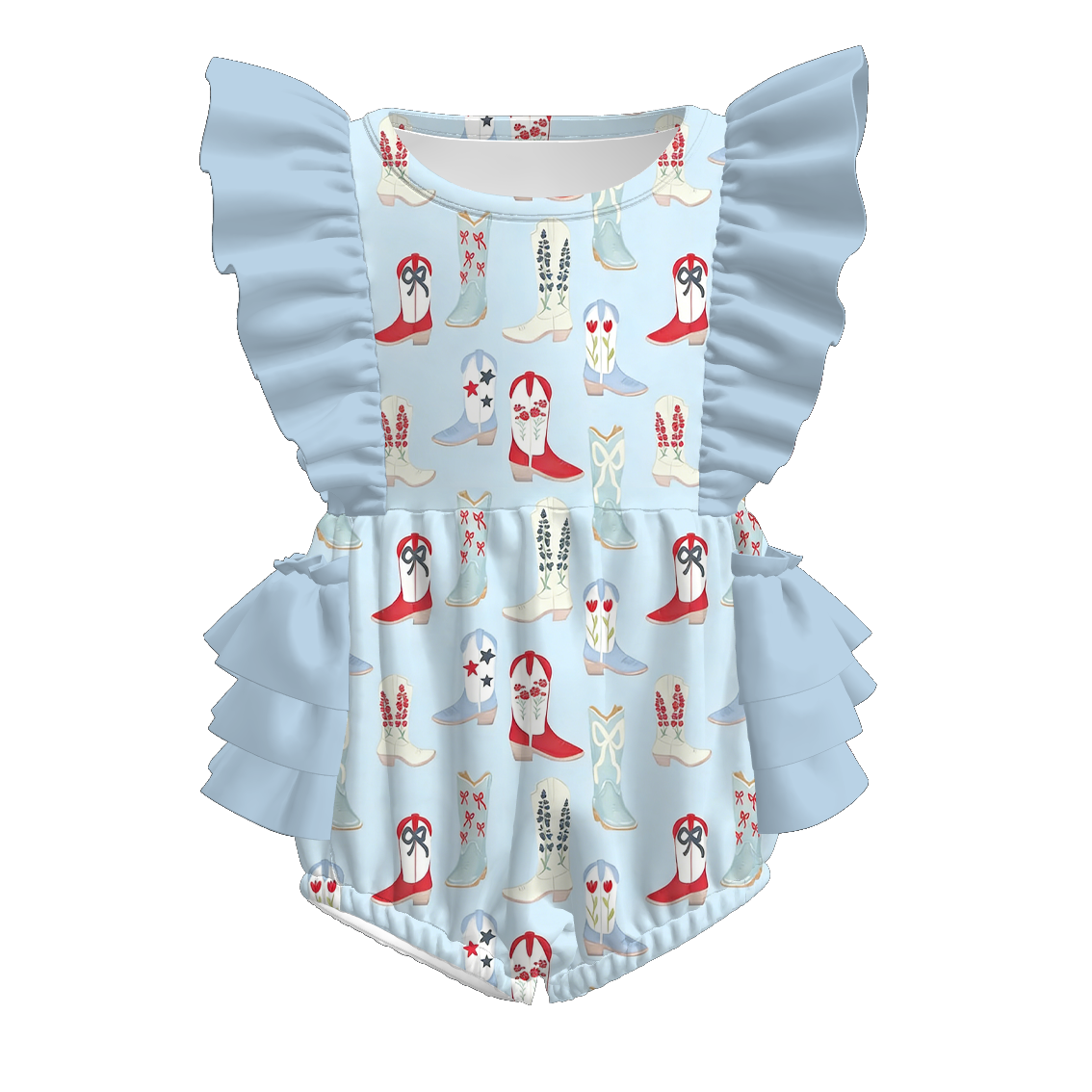 （Pre Order）Toddler Girls Patriotic Bow Print Romper