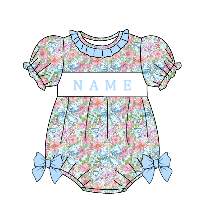 （Pre Order）Sisters Spring&Summer Floral Embroidery Smocked Dress&Romper-Customized name