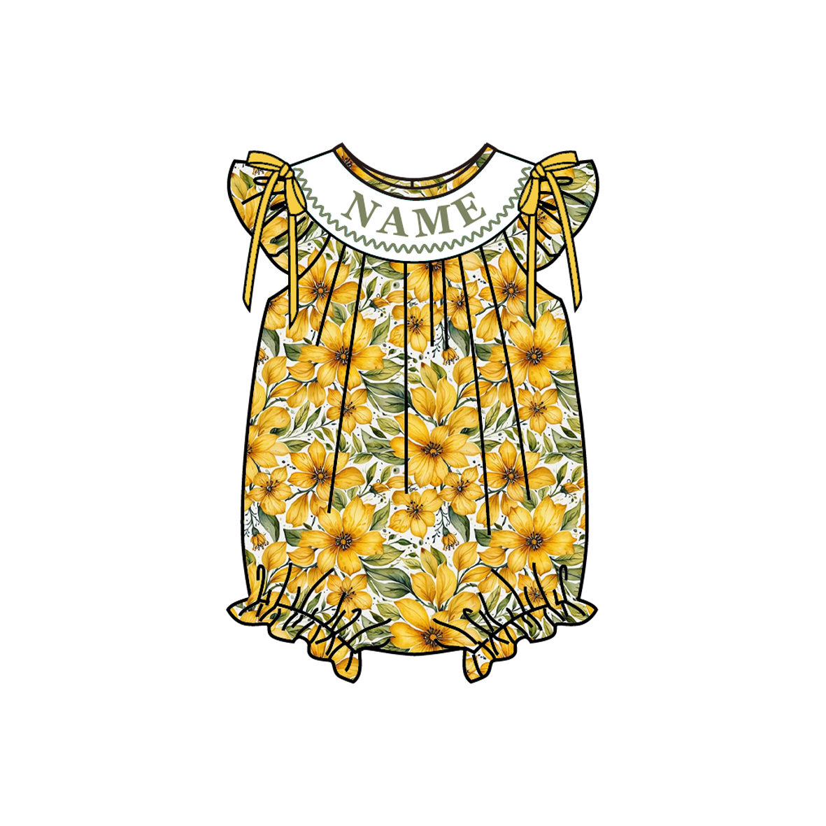 （Pre Order）Sisters Spring&Summer Floral Embroidery Smocked Dress,Set&Romper-Customized name