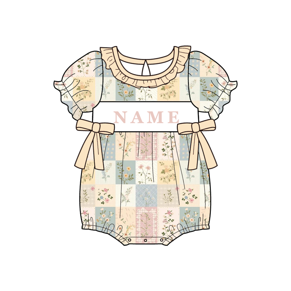 （Pre Order）Sisters Spring&Summer Floral Embroidery Smocked Dress&Romper-Customized name