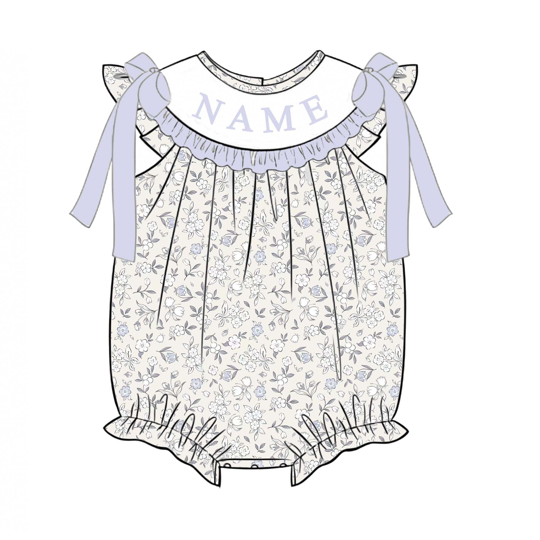 （Pre Order）Sisters Spring&Summer Floral Embroidery Smocked Dress&Romper-Customized Name