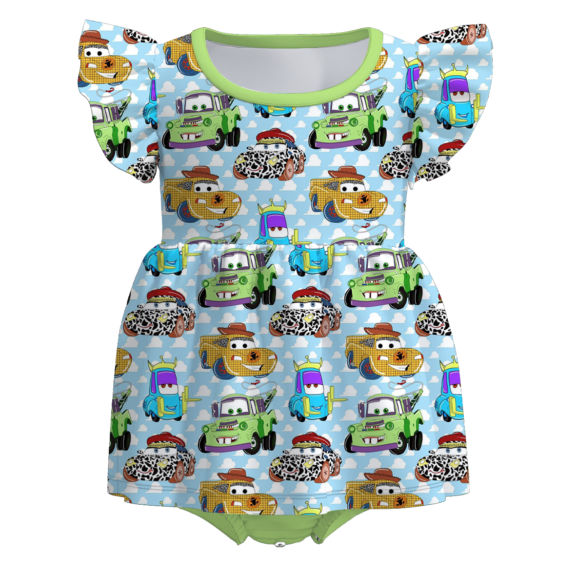 （Pre Order）Family Spring&Summer Cartoon Car Print Dress,Set,Jumpsuit,Romper&Top