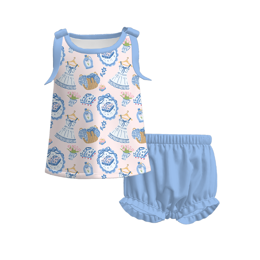 （Pre Order）Sisters Spring&Summer Kitty Print Jumpsuit&Bloomer Set