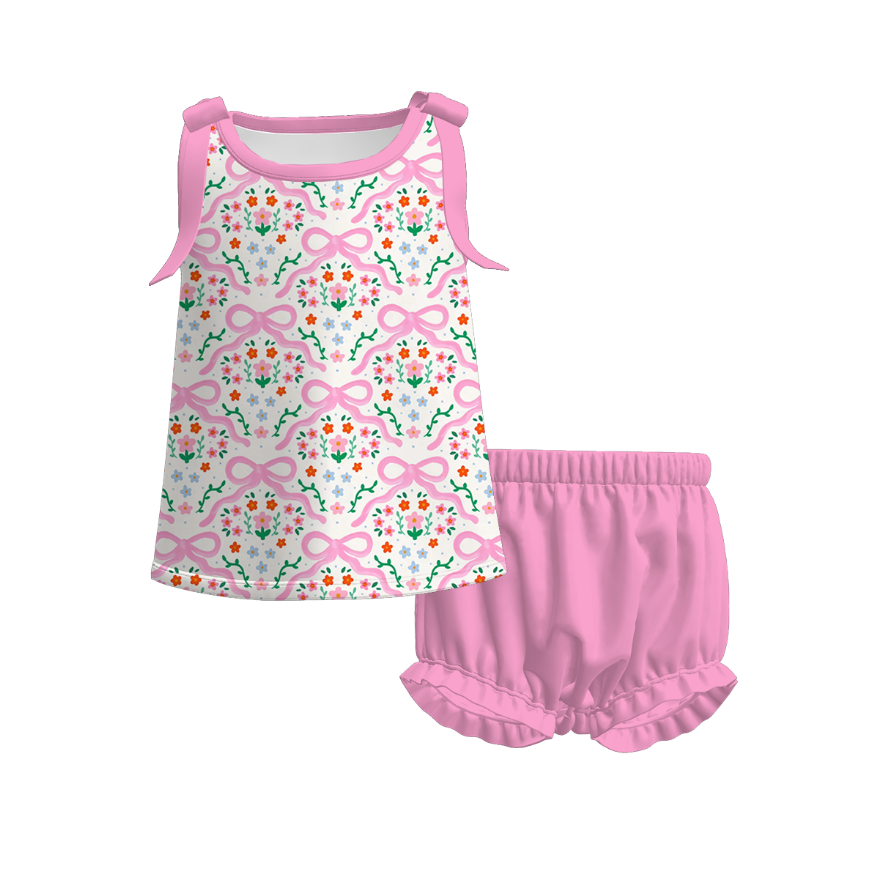 （Pre Order）Sisters Spring&Summer Strawberry,Bow Print Jumpsuit&Bloomer Set