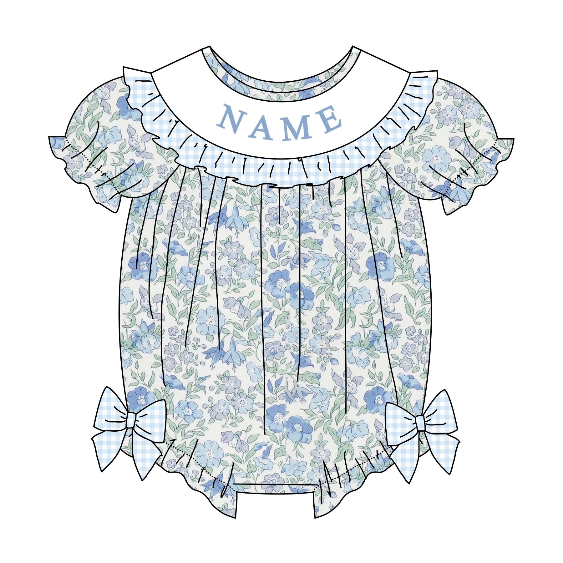 （Pre Order）Sisters Summer Little Boss Lady Embroidery Smocked Dress&Romper-Customized Name