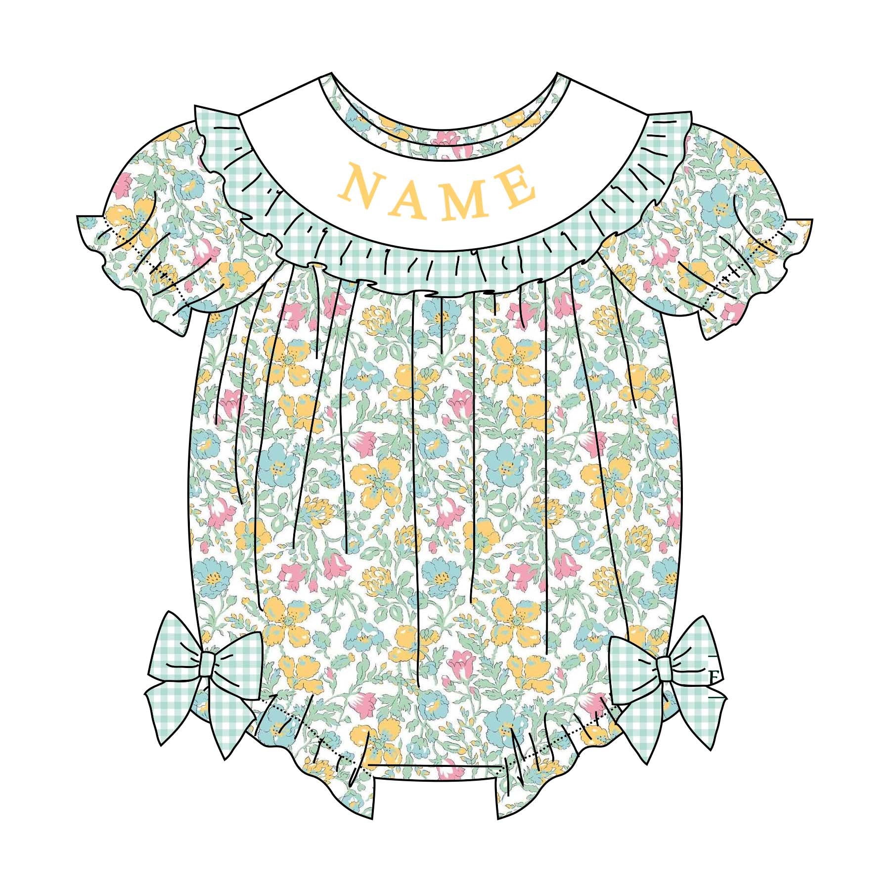 （Pre Order）Sisters Summer Child of God Embroidery Smocked Dress&Romper-Customized Name
