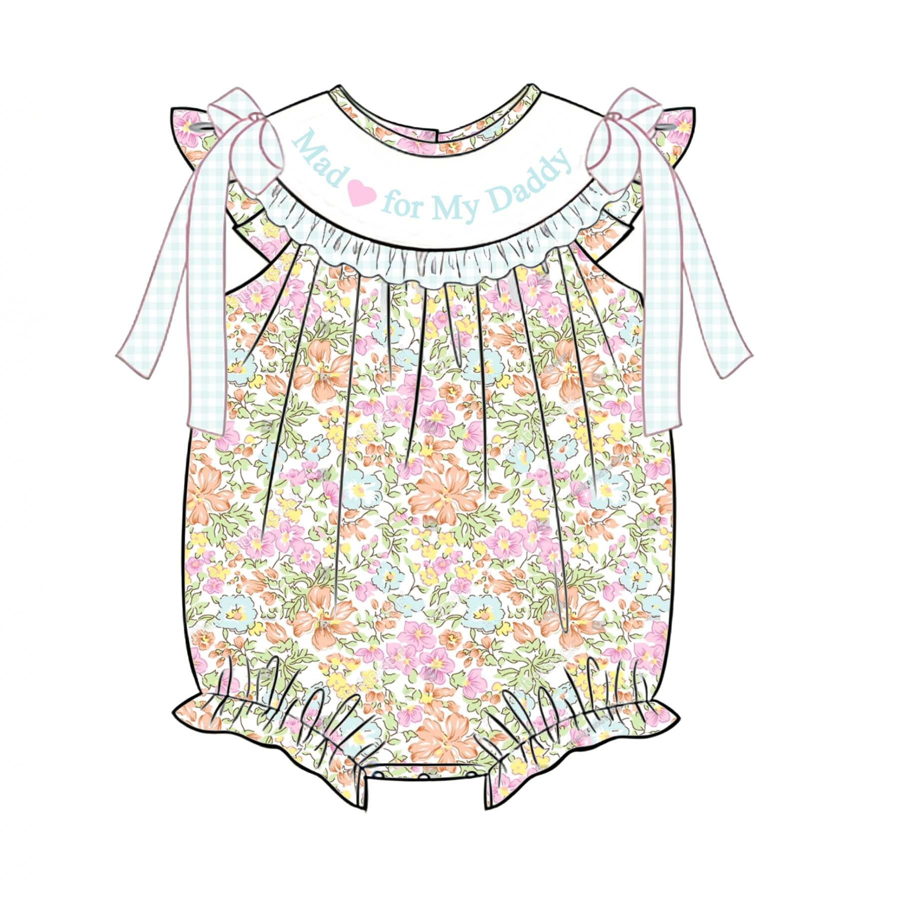 （Pre Order）Sisters Mother's Day Embroidery Smocked Dress&Romper-Customized Name