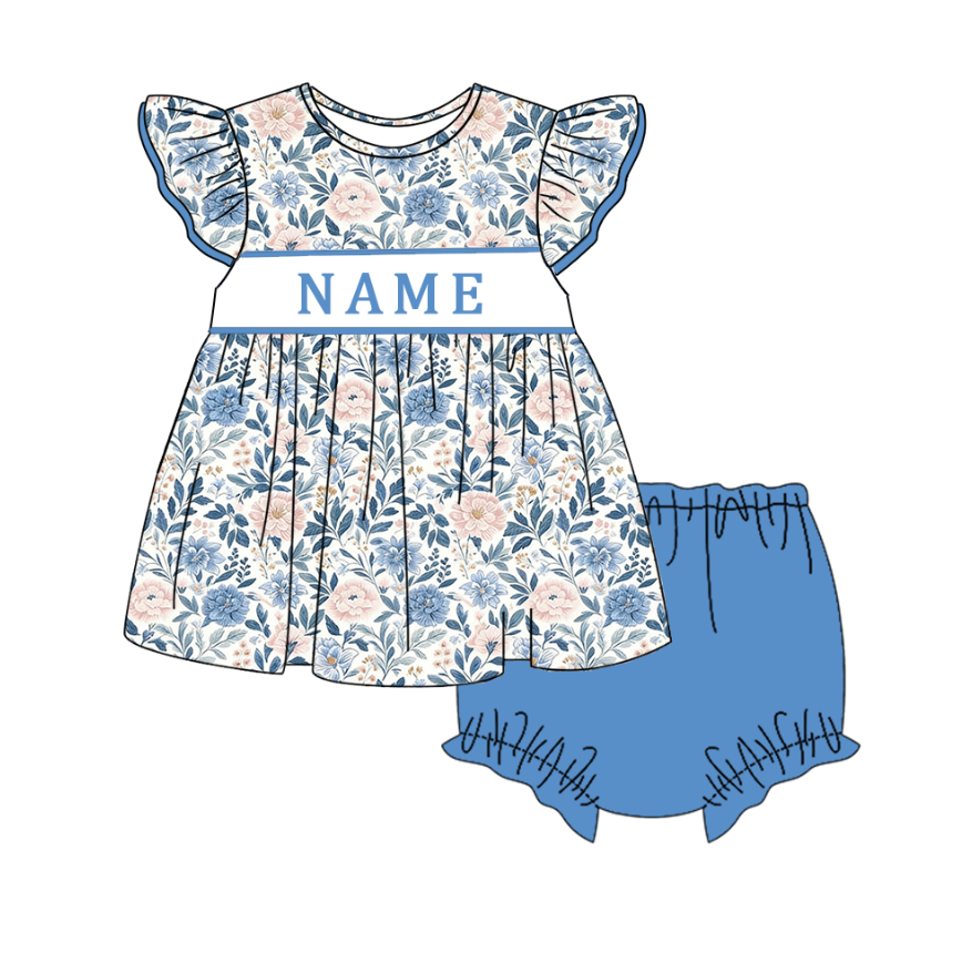 （Pre Order）Siblings Spring&Summer Floral Embroidery Smocked Dress,Set&Romper-Customized name