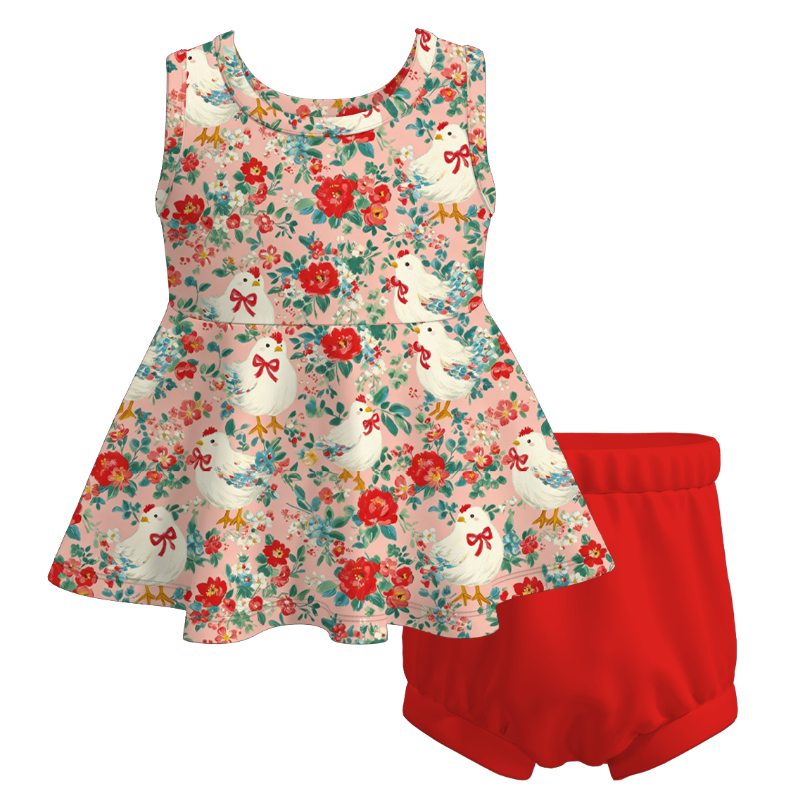 （Pre Order+Prepack Zone）Sisters Chick Print Dress,Set&Romper