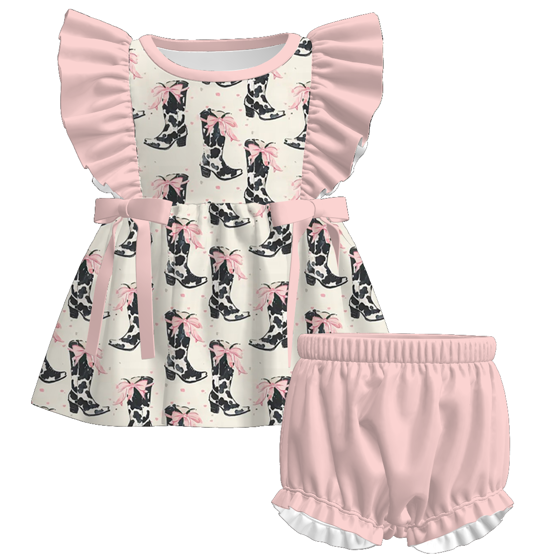 （Pre Order+Prepack Zone）Sisters Boots Print Dress,Set&Romper