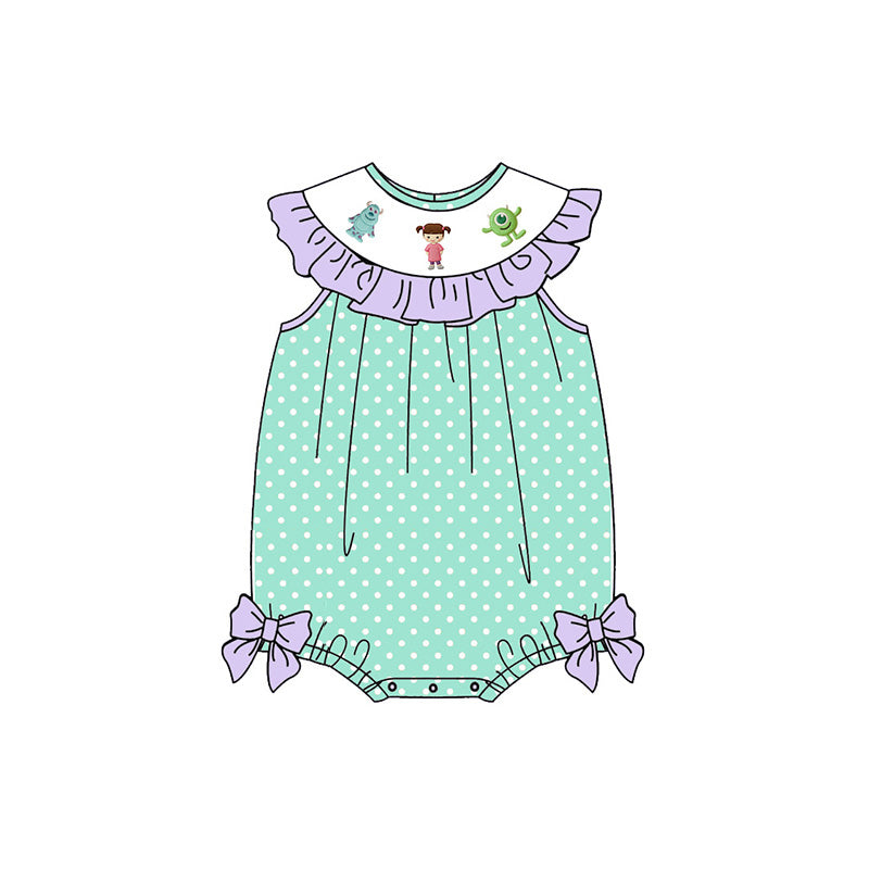 （Pre Order）Siblings Spring&Summer Cartoon Monster Embroidery Smocked Dress,Set&Romper