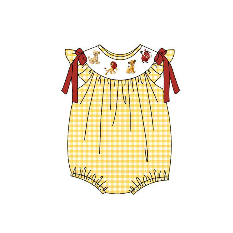 （Pre Order）Siblings Spring&Summer Cartoon Lion Embroidery Smocked Dress,Set&Romper