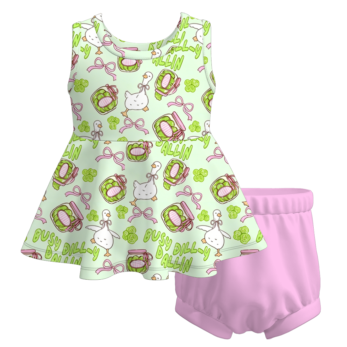（Pre Order+Prepack Zone）Sisters Summer Pickle Print Dress&Bloomer Set