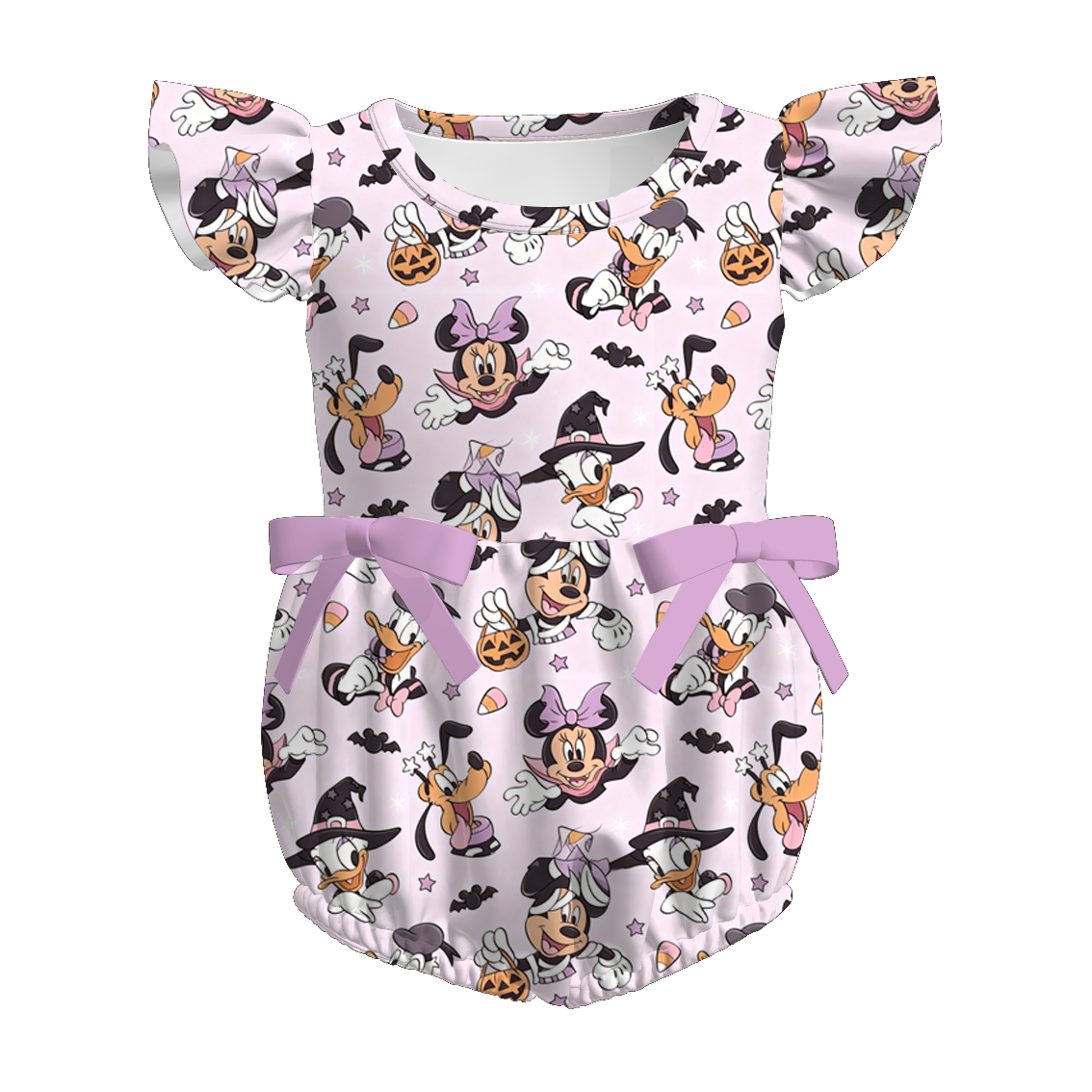 （Pre Order+Prepack Zone）Sisters Halloween Cartoon Print Dress&Romper