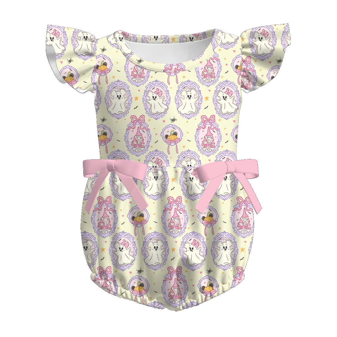 （Pre Order+Prepack Zone）Sisters Halloween Cartoon Print Dress&Romper