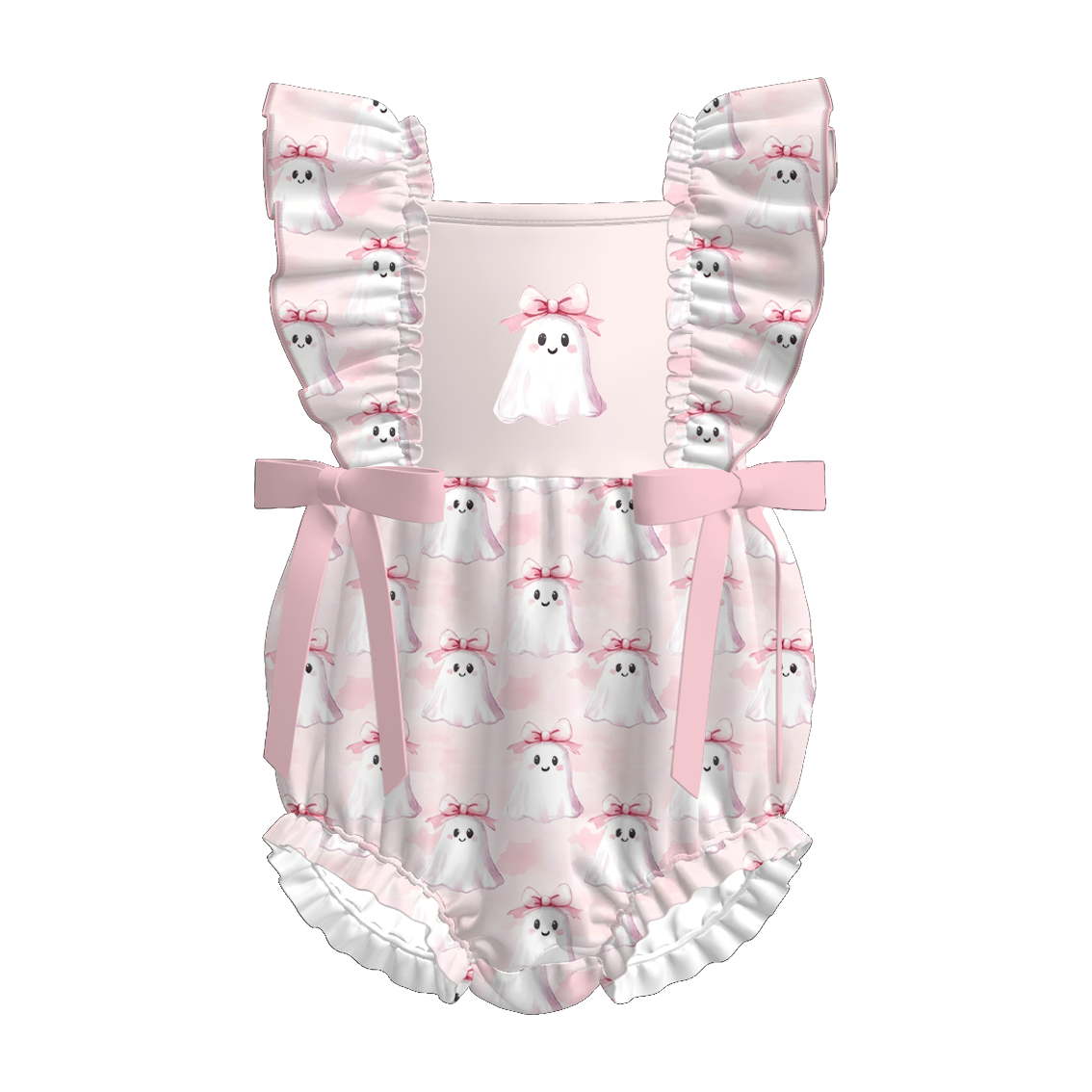 （Pre Order+Prepack Zone）Toddler Girls Halloween Ghost&Pumpkin Print Romper