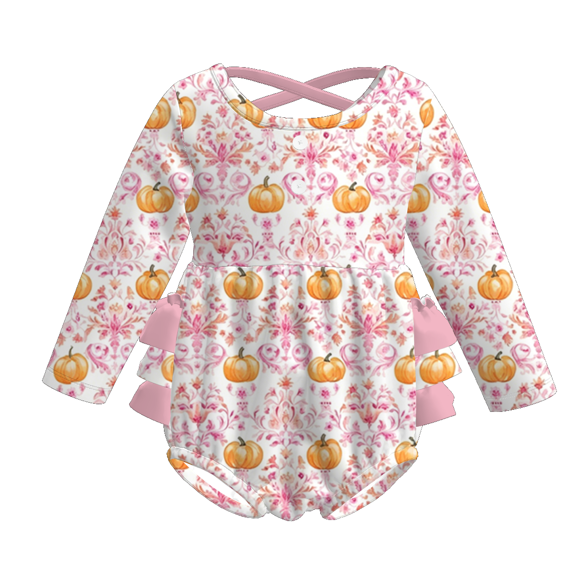 （Pre Order+Prepack Zone）Toddler Girls Fall Pumpkin Print Romper