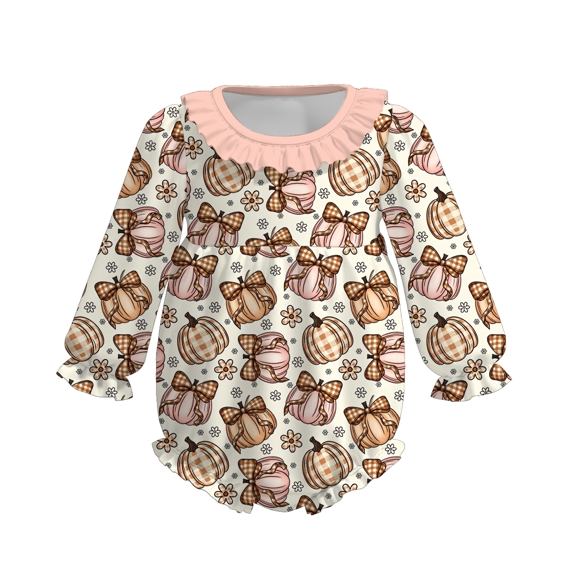（Pre Order+Prepack Zone）Toddler Girls Fall Pumpkin Print Romper