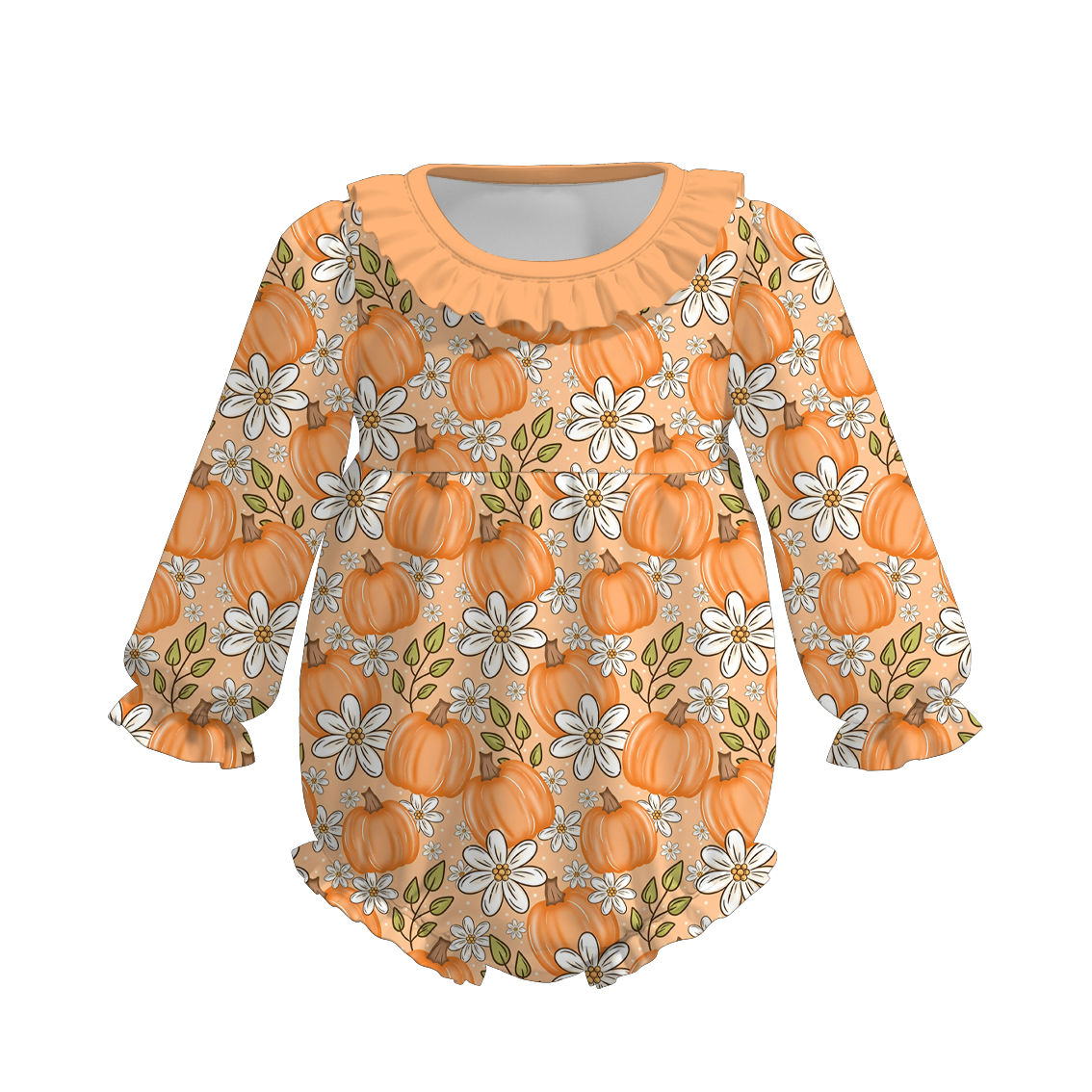 （Pre Order+Prepack Zone）Toddler Girls Fall Pumpkin Print Romper