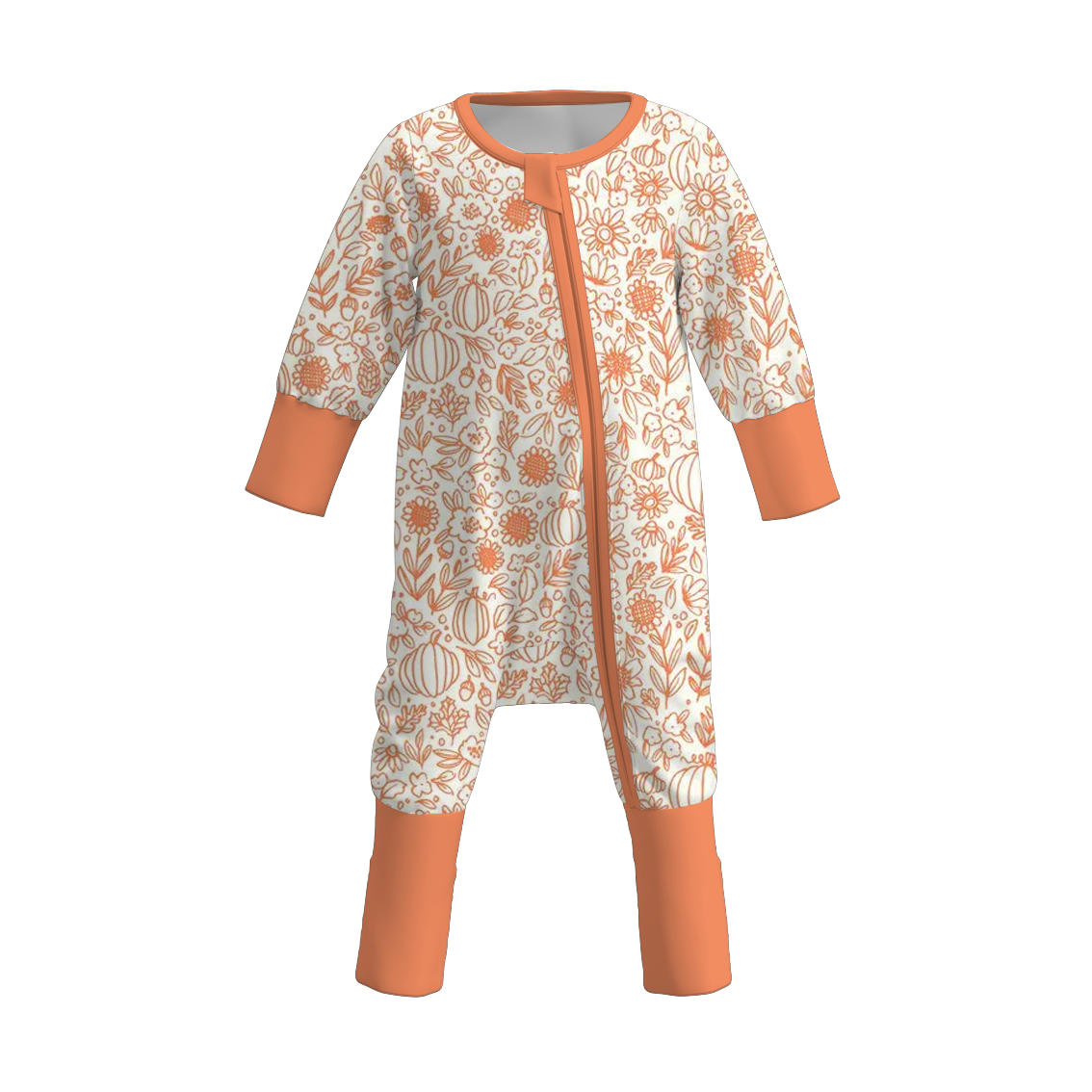 （Pre Order+Prepack Zone）Toddler Girls Fall Pumpkin Print Romper