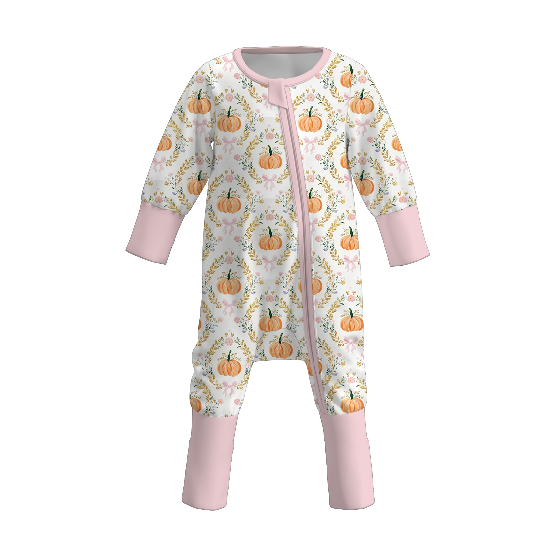 （Pre Order+Prepack Zone）Toddler Girls Fall Pumpkin Print Romper
