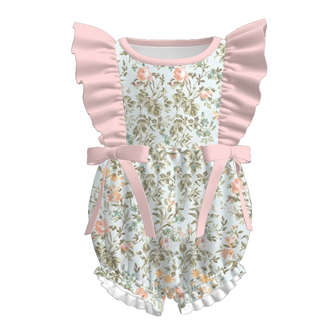 （Pre Order+Prepack Zone）Sisters Fall Pink Floral Print Dress,Set,Pants&Romper