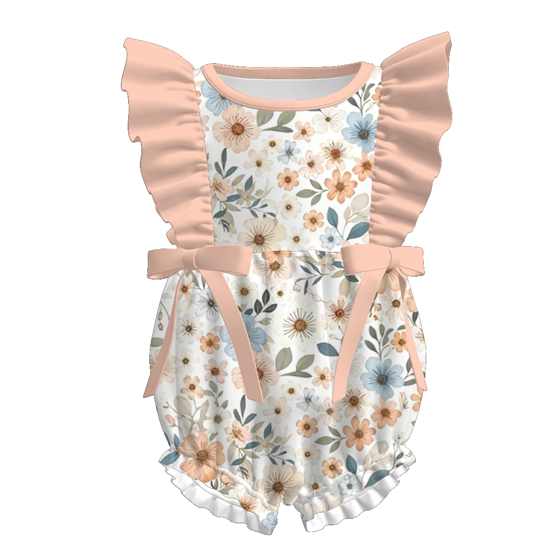 （Pre Order+Prepack Zone）Sisters Fall Coral Floral Print Dress,Set,Pants&Romper