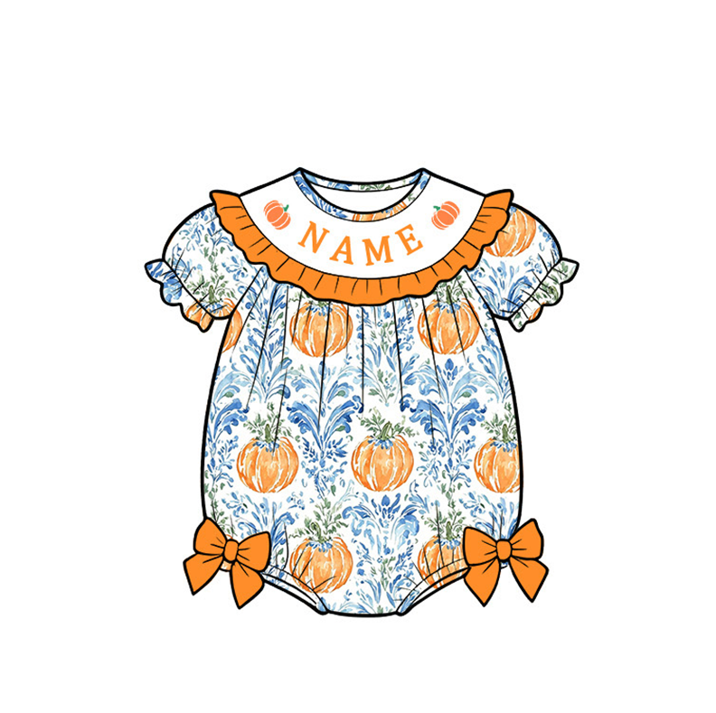 （Pre Order）Siblings Pumpkin Embroidery Smocked Dress,Set&Romper