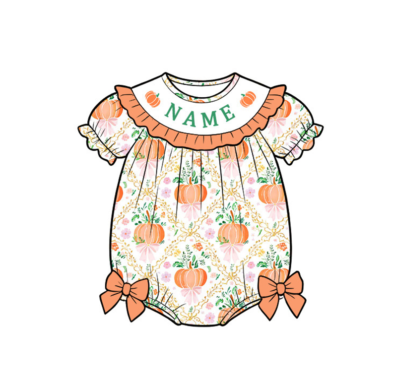 （Pre Order）Siblings Pumpkin Embroidery Smocked Dress,Set&Romper