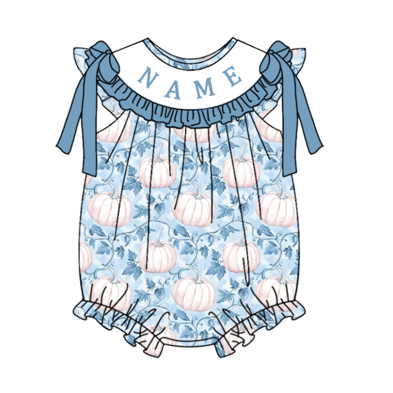 （Pre Order）Siblings Pumpkin Embroidery Smocked Set&Romper