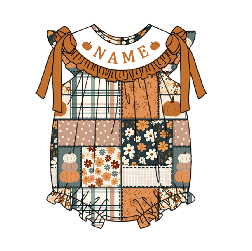 （Pre Order）Siblings Pumpkin Embroidery Smocked Set&Romper
