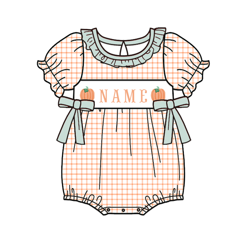 （Pre Order）Siblings Pumpkin Embroidery Smocked Dress,Set&Romper