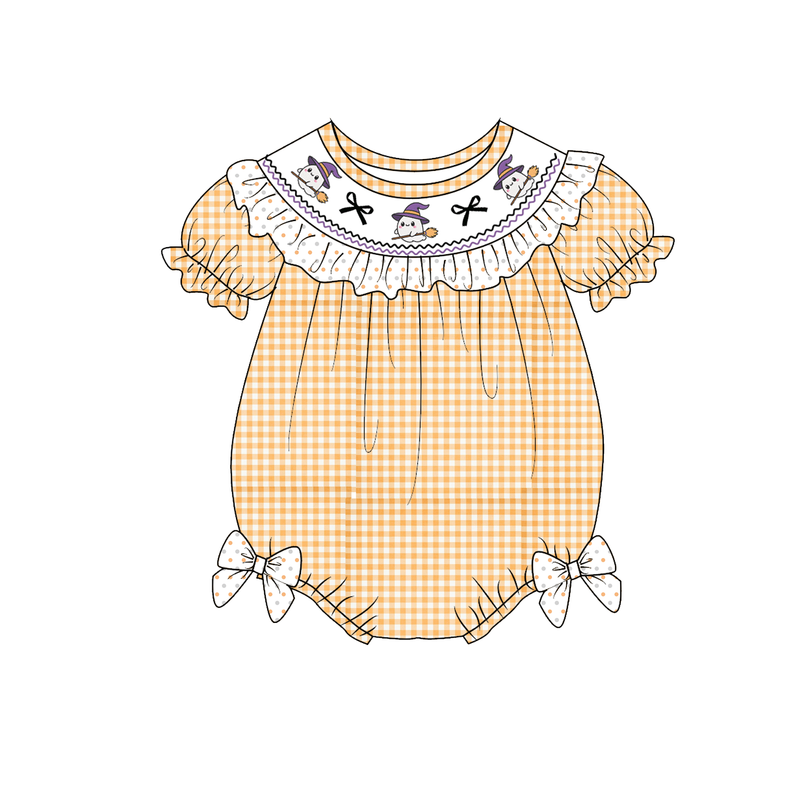 （Weekly Pre-Order）Girls Halloween Ghost Embroidery Smocked Dress&Romper（Ends Wednesday）