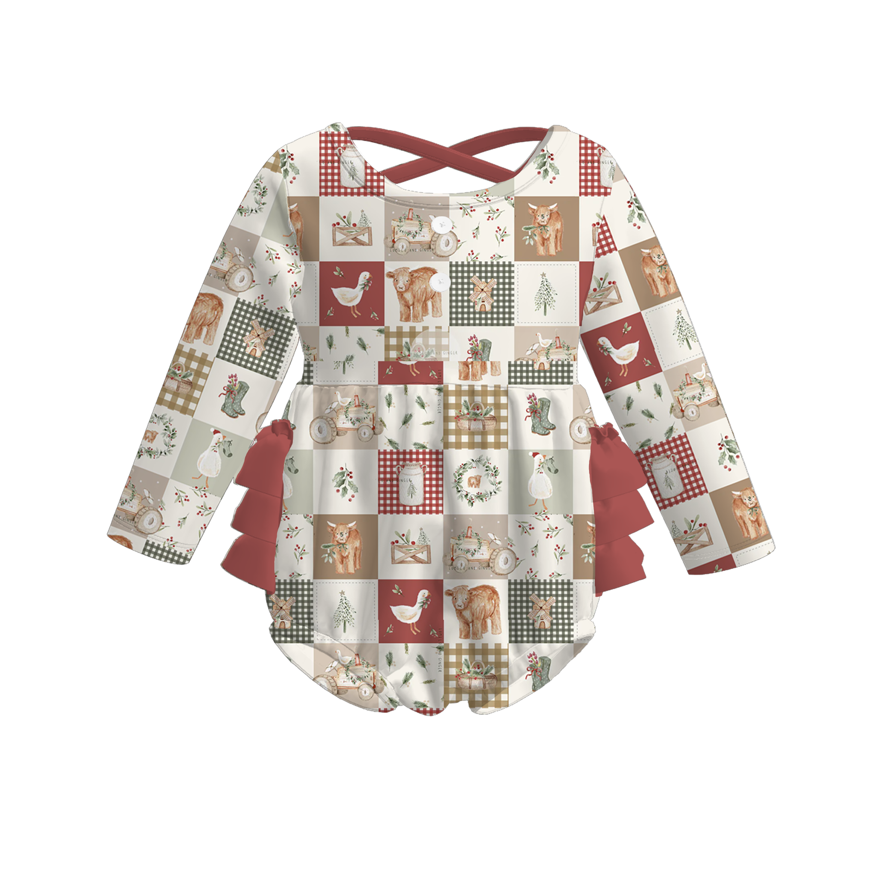 （Pre Order）Toddler Girls Christmas Print Romper