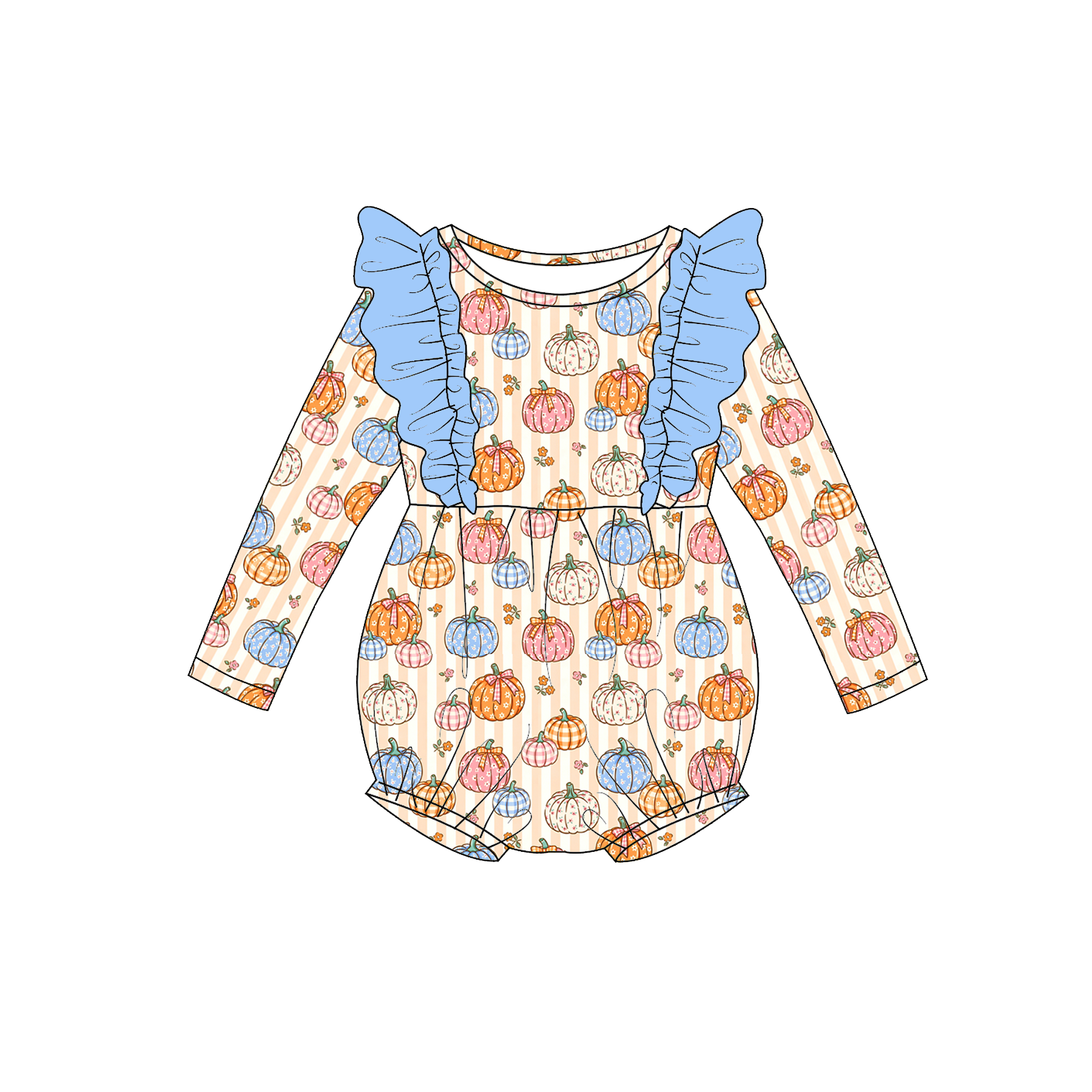 （Pre Order）Sisters Fall Pumpkin Print Dress,Set&Romper
