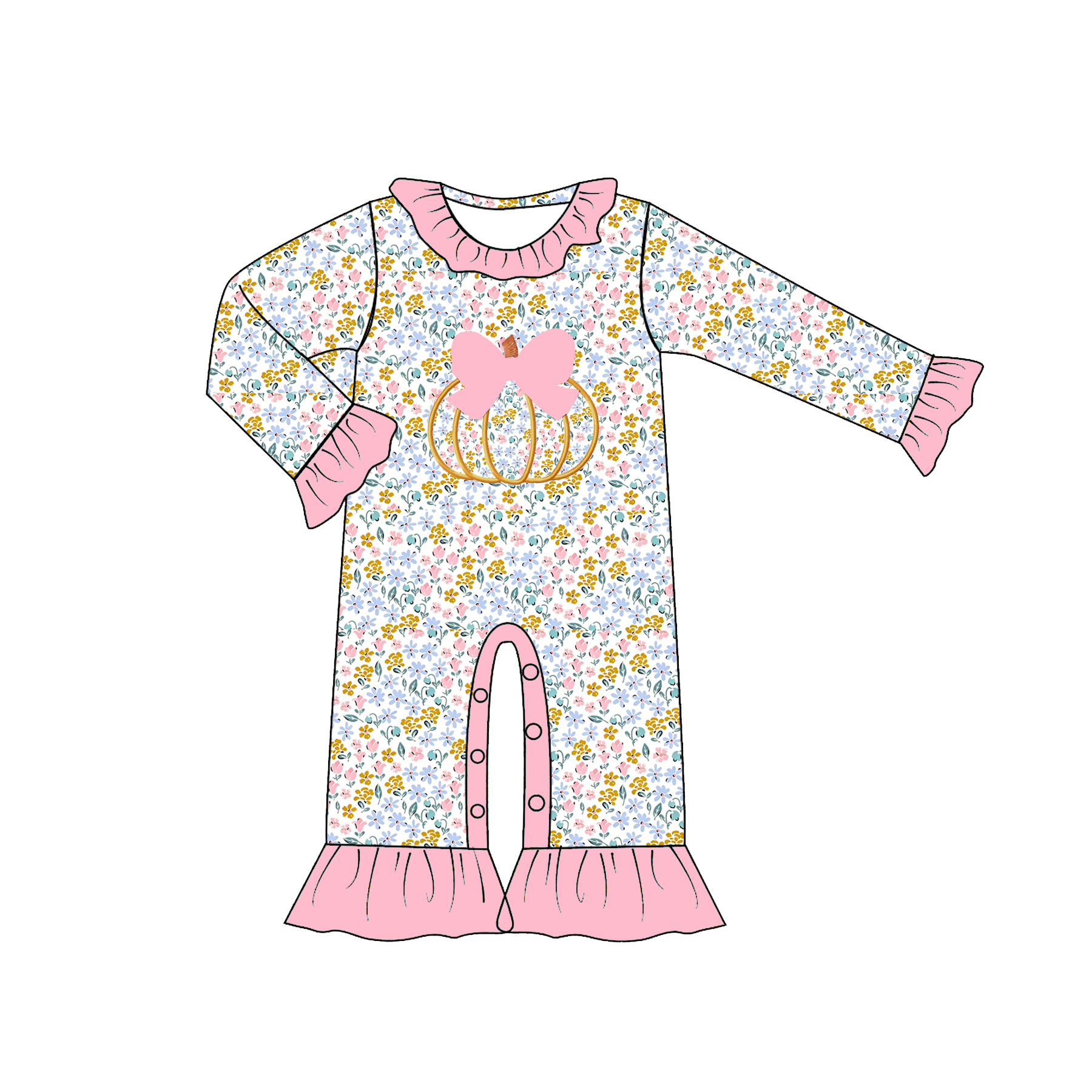 （Weekly Pre-Order）Sisters Fall Pumpkin Embroidery Smocked Dress,Set&Romper（Ends Wednesday）