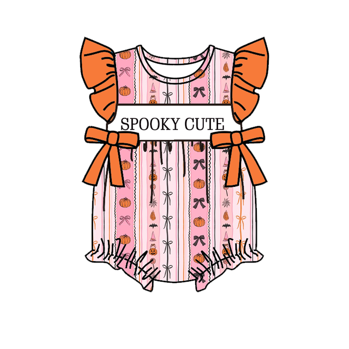 （Pre Order）Girls Halloween Embroidery Smocked Dress,Set&Romper