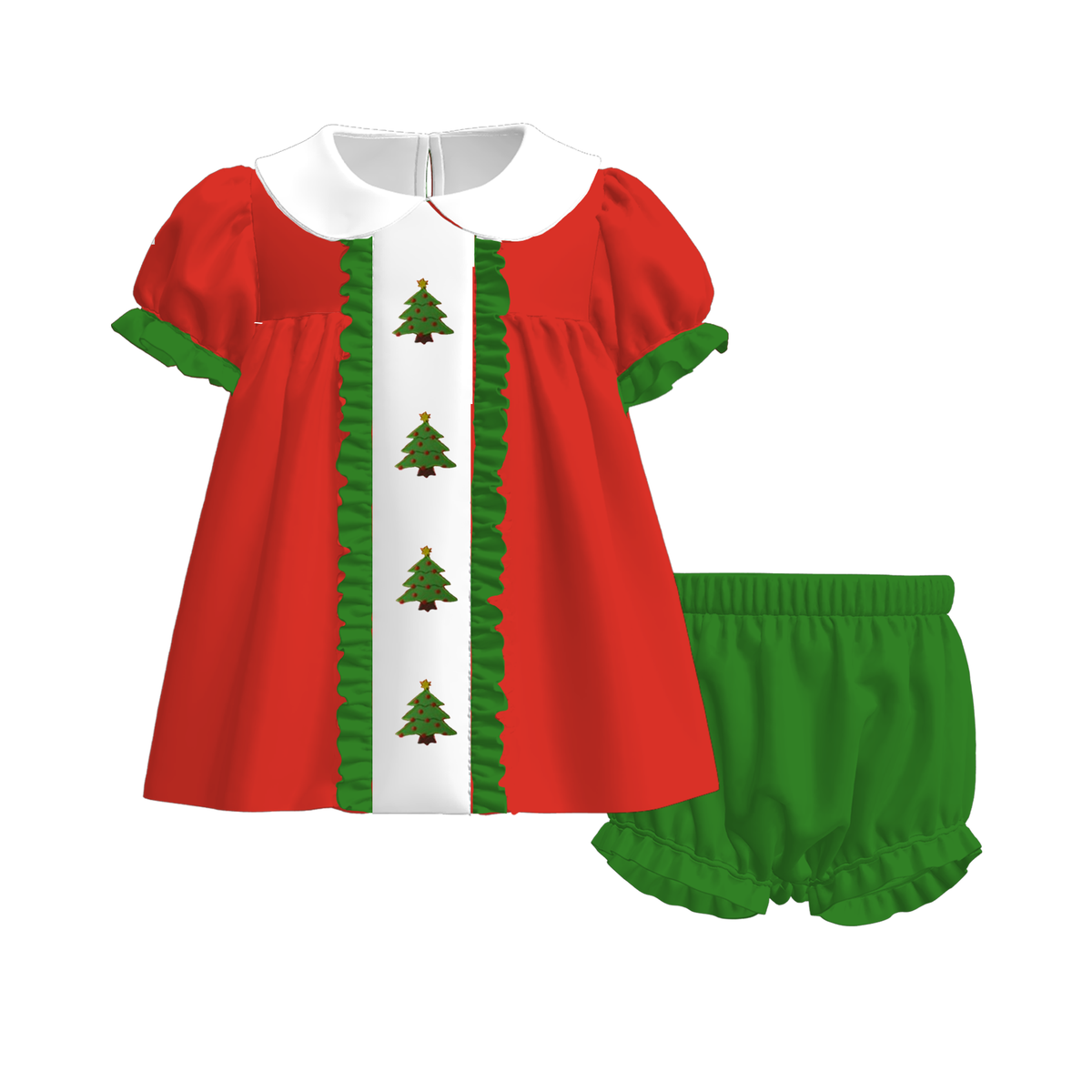（Pre Order）Sisters Christmas Tree Embroidery Dress&Romper