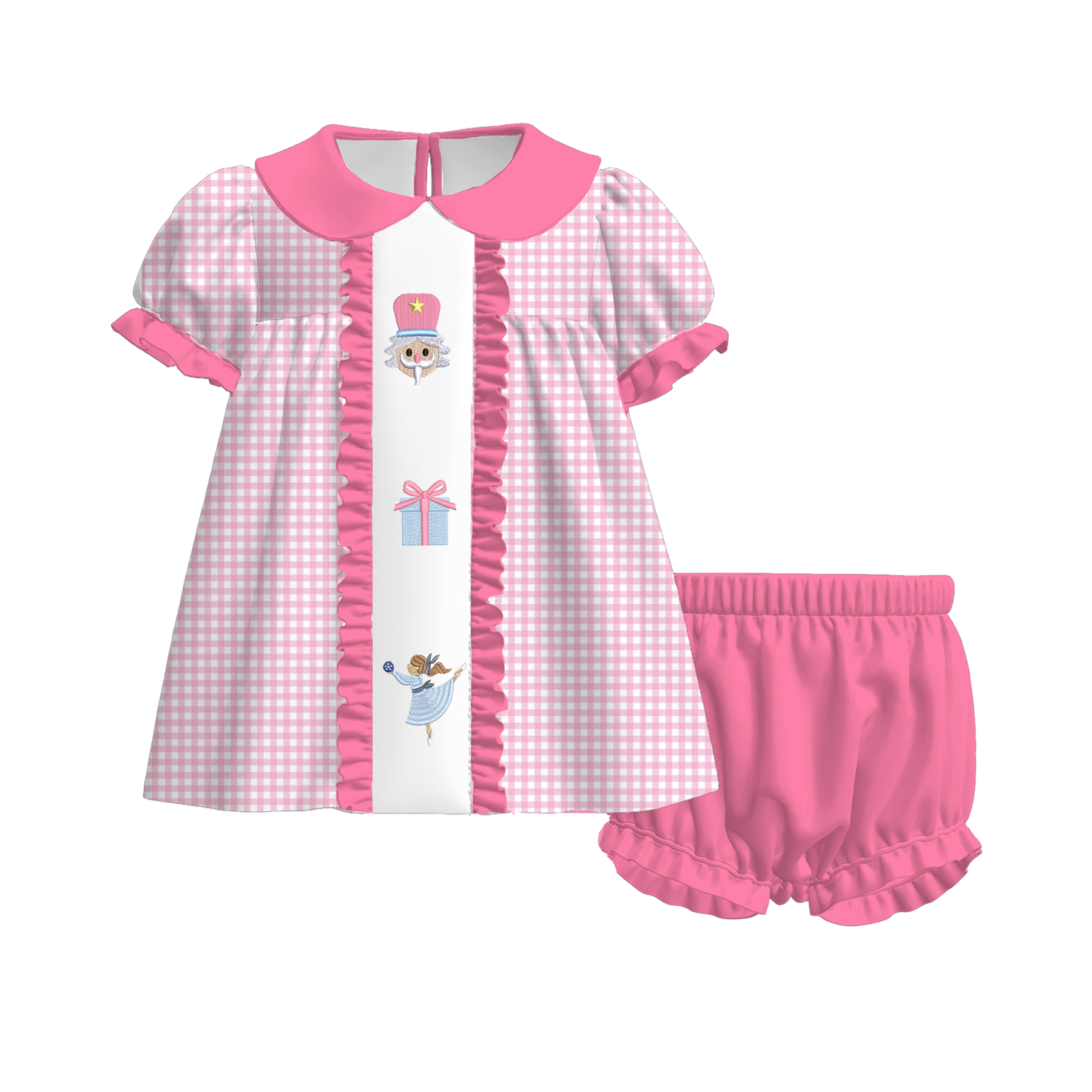 （Pre Order）Sisters Christmas Nutcracker Embroidery Dress&Romper