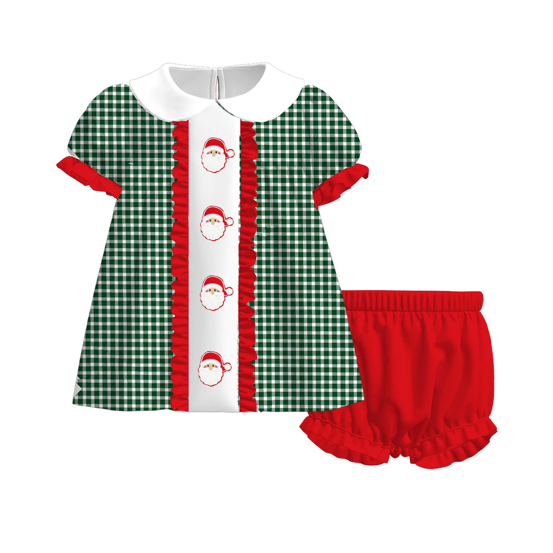（Pre Order）Siblings Christmas Santa Claus Embroidery Dress,Set&Romper