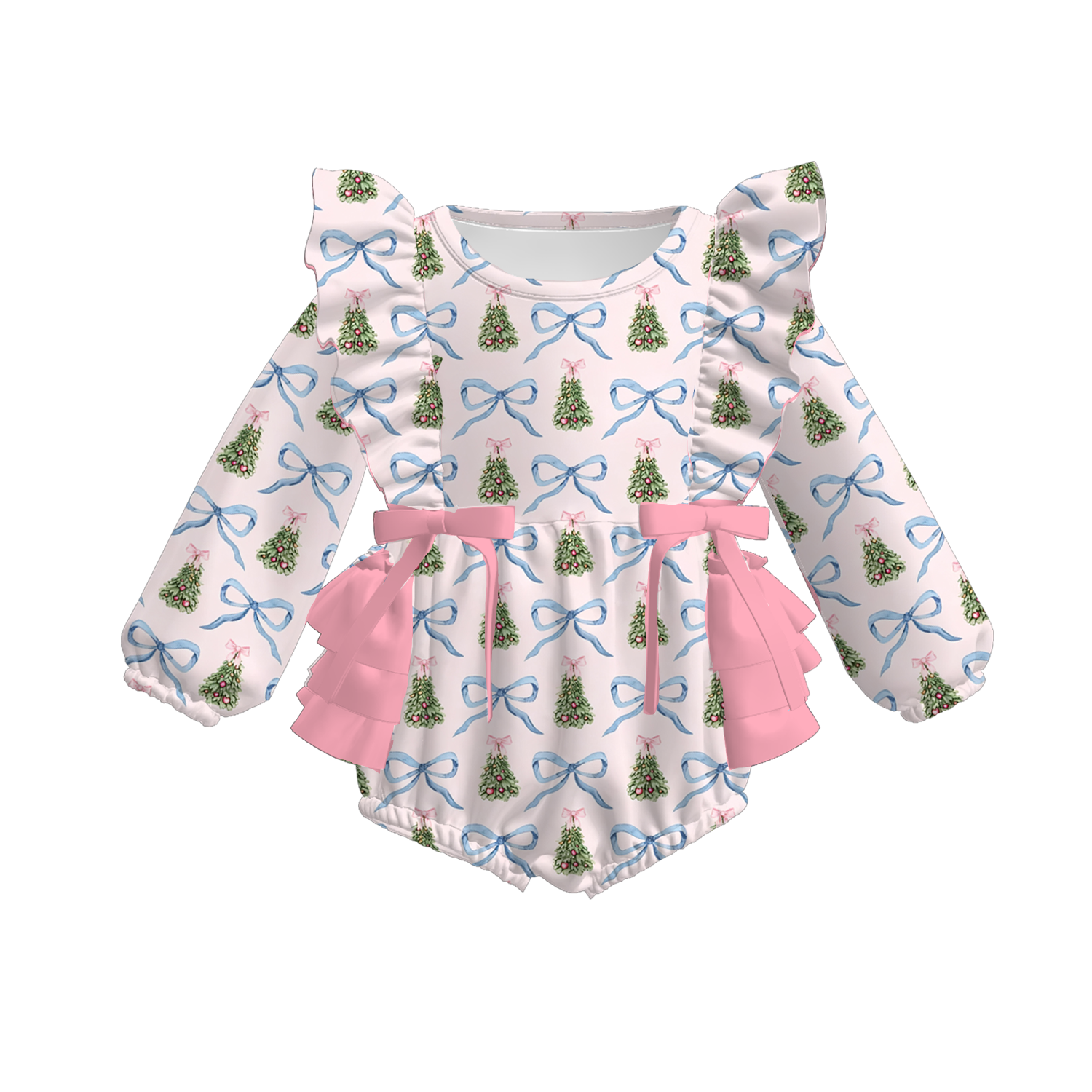（Pre Order）Sisters Christmas Tree Print Dress,Set&Romper