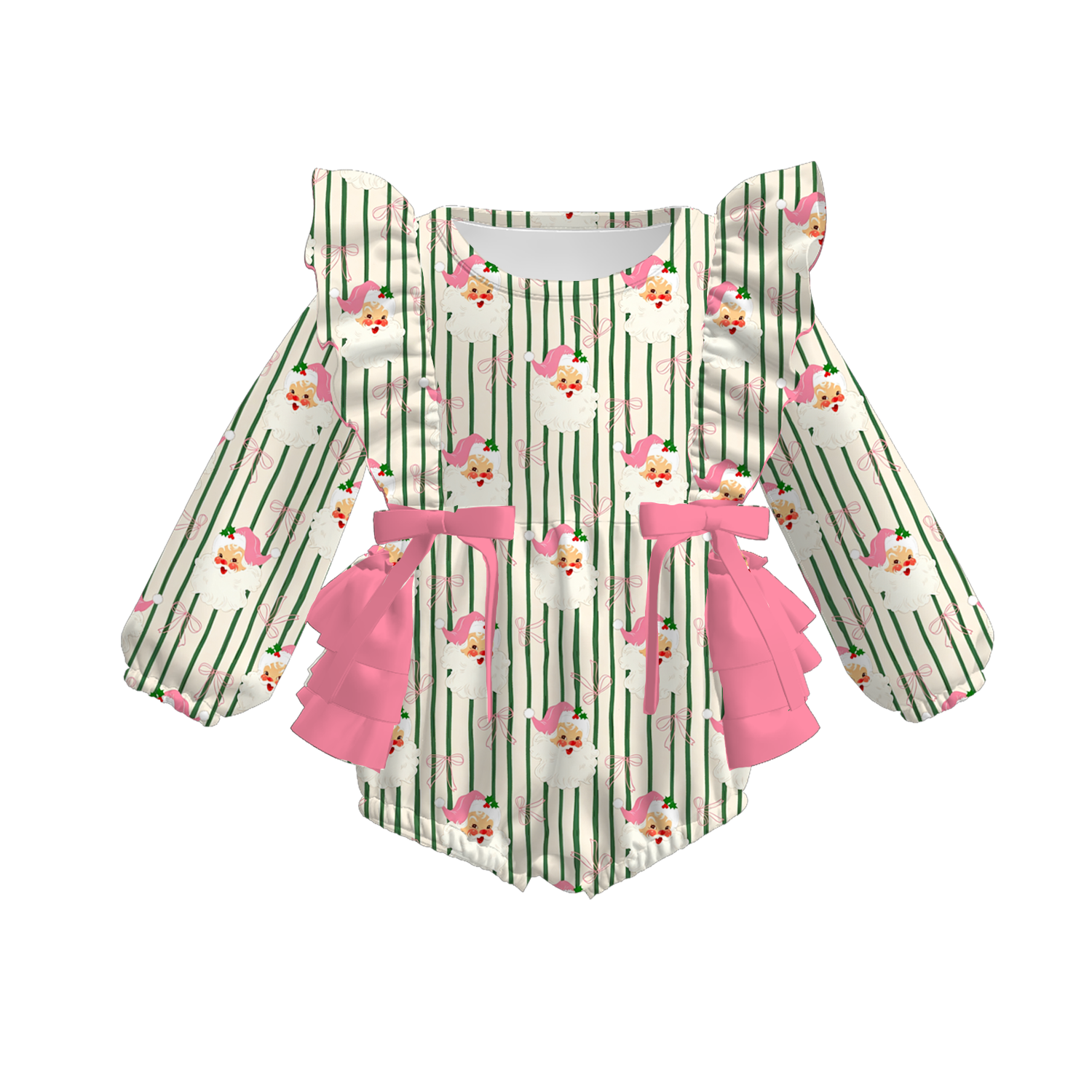 （Pre Order）Sisters Christmas Santa Claus Print Dress,Set&Romper