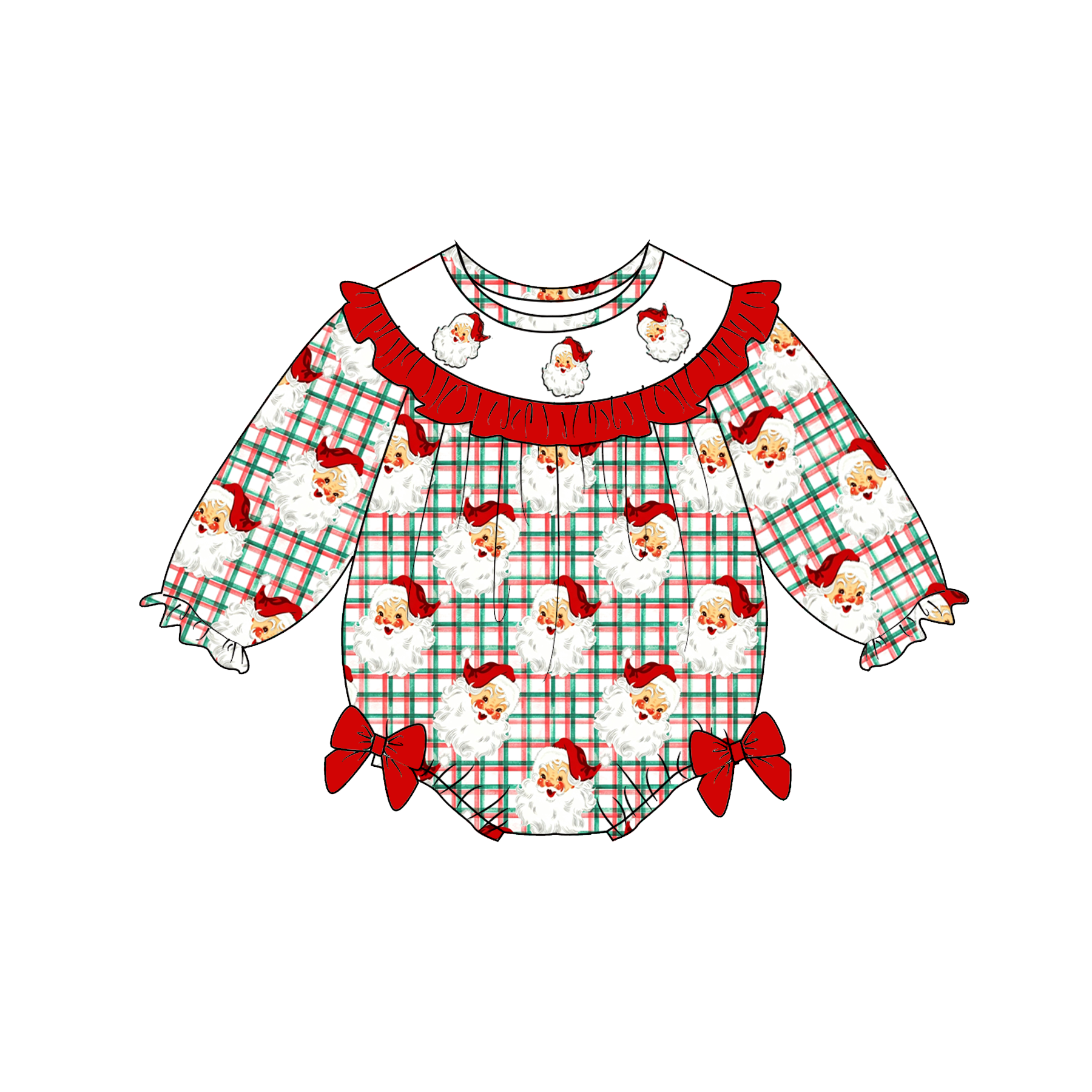（Pre Order）Siblings Christmas Embroidery Smocked Dress,Set&Romper