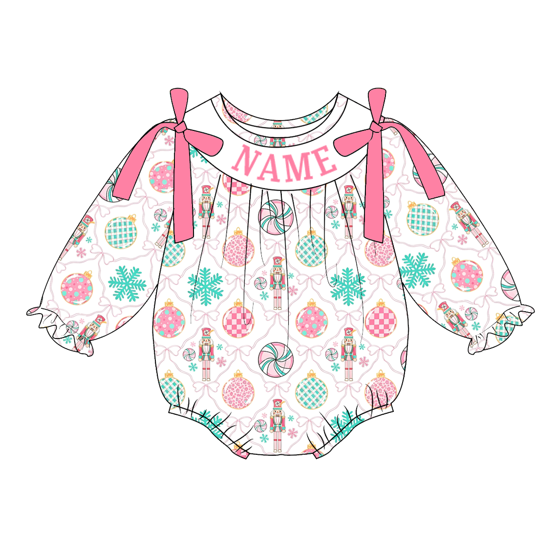 （Pre Order）Sisters Christmas Embroidery Smocked Dress,Set&Romper