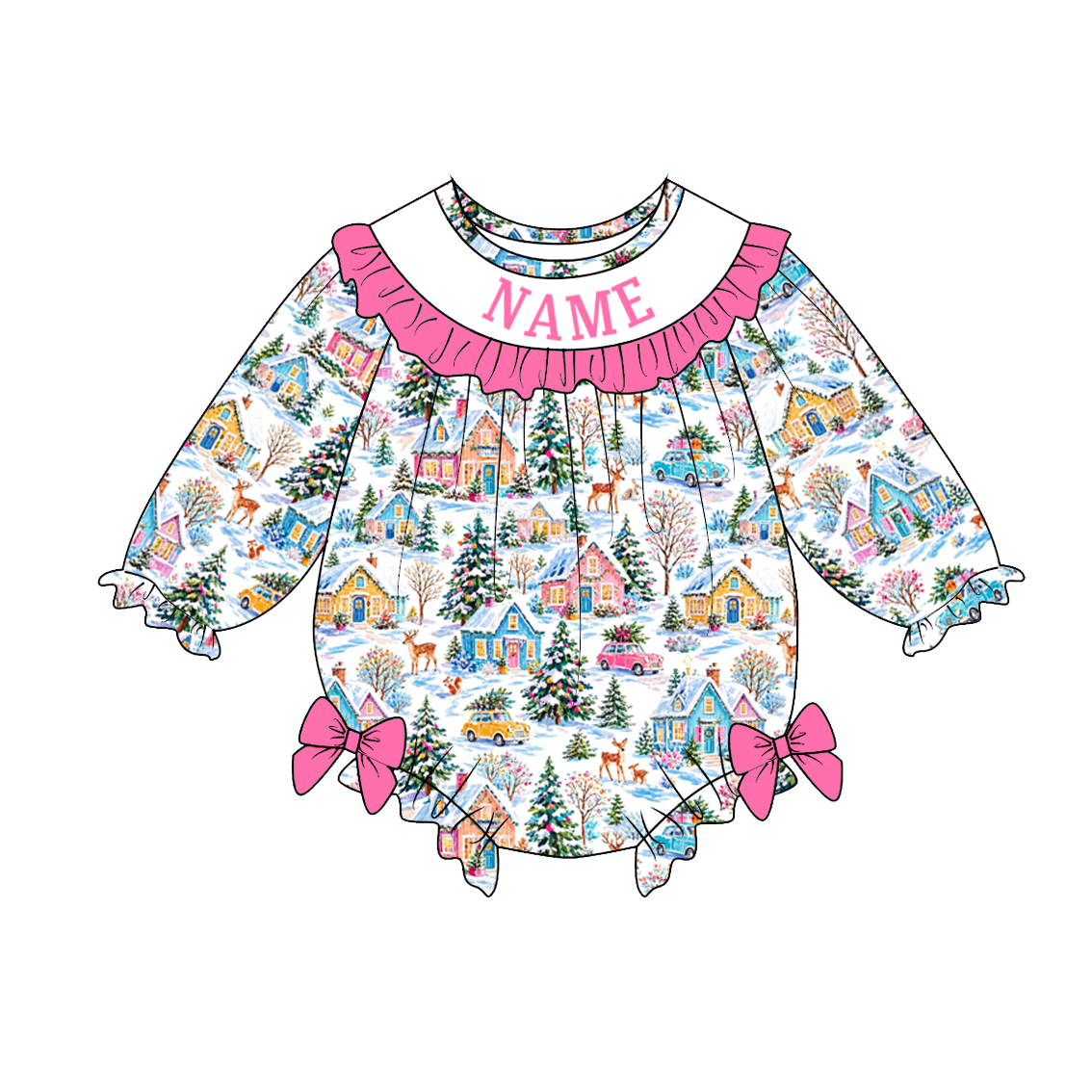 （Pre Order）Sisters Christmas Embroidery Smocked Dress,Set&Romper