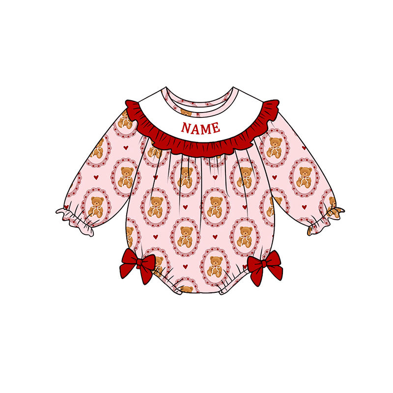 （Pre Order）Sisters Valentine's Day Embroidery Smocked Dress,Set&Romper